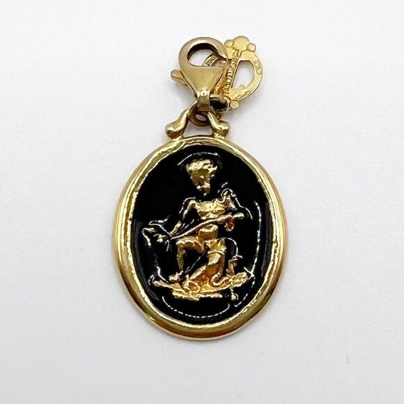 Tagliamonte 14k Yellow Gold Charm Pendant Enamel Italy 2.1 Grams Signed - Picture 1 of 8